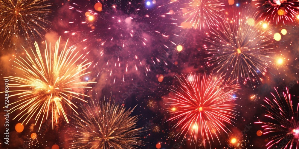 Naklejka premium fireworks with colorful bouncing lights in background (4)