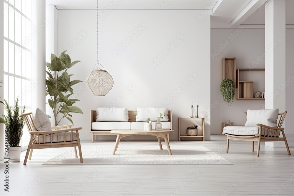 Fototapeta premium Elegant interior design that is both eco friendly and simple, isolated on white