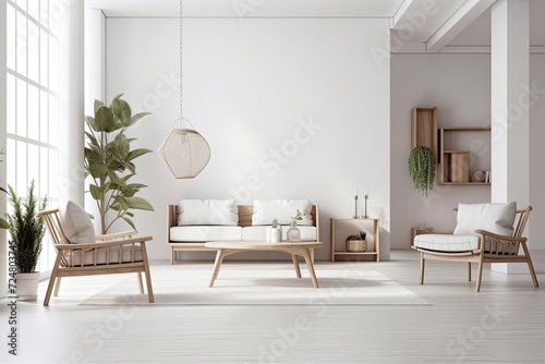 Elegant interior design that is both eco friendly and simple  isolated on white