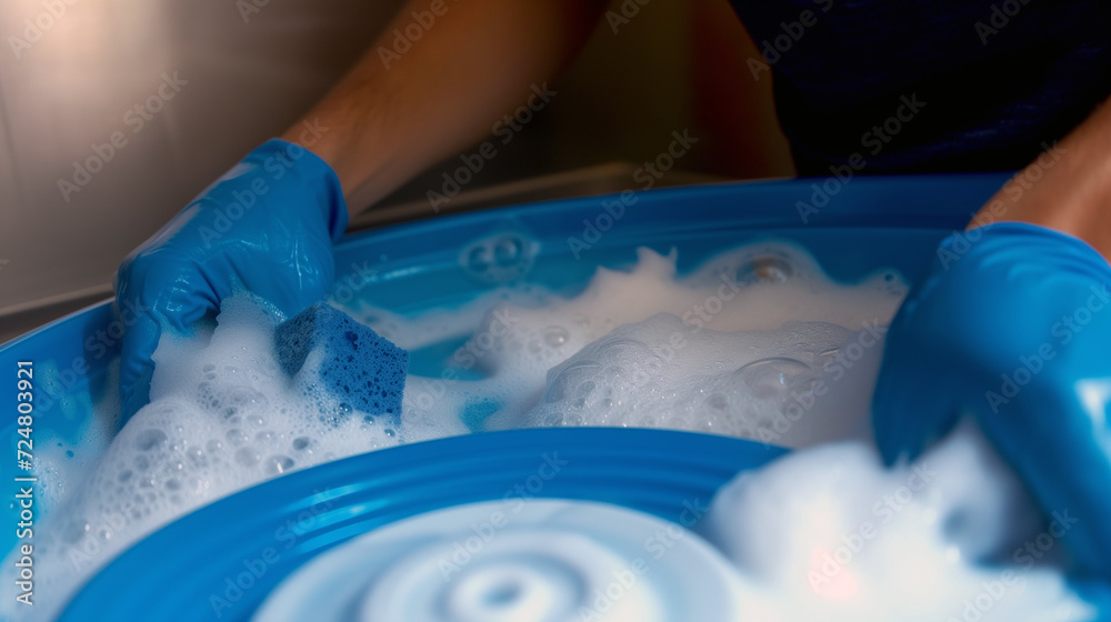 Fototapeta premium Hands washing plate.