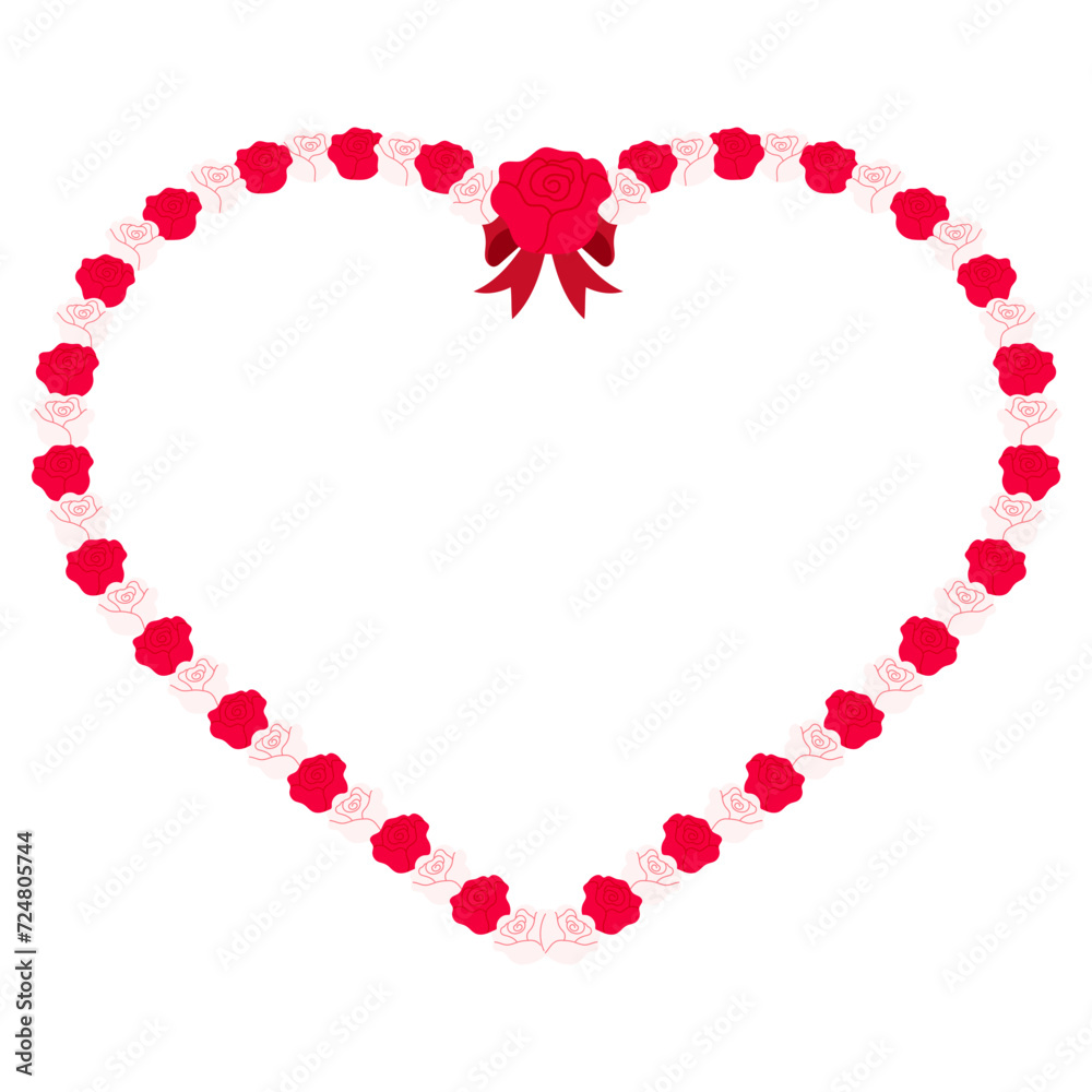 red and white rose frame with bow illustration red and white rose frame with bow illustration