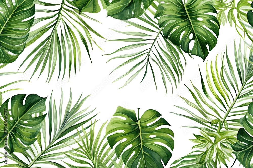 Seamless background with palm trees