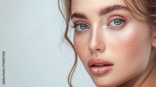 Beauty portrait of female face with natural clean skin