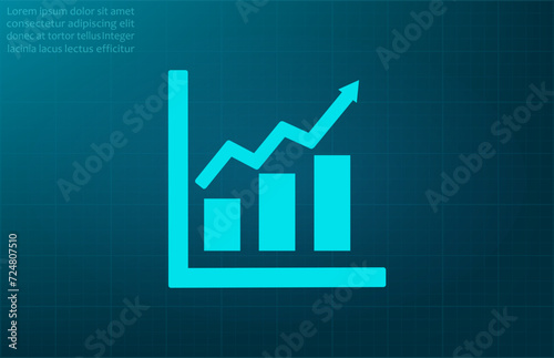 Business graph symbol. Vector illustration on blue background. Eps 10.