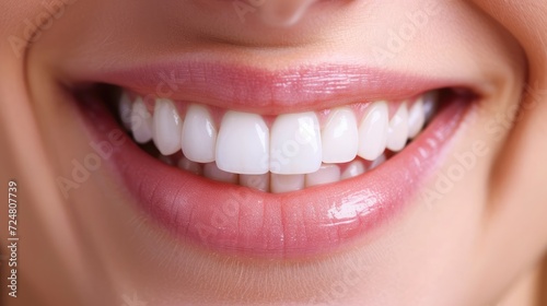 closeup of smile with white healthy teeth