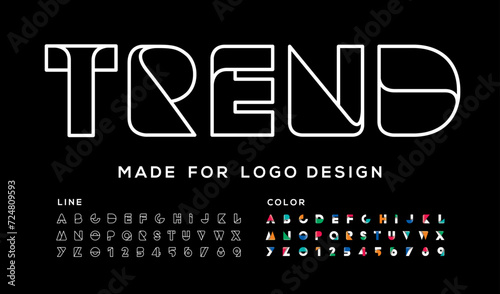 Made for logo. Creative Design vector Font of twisted Ribbon for Title, Header, Lettering, Logo. Funny Entertainment Active Sport Technology areas Typeface. Colorful rounded Letters and Numbers. photo