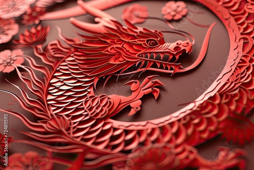 Red dragon paper cuttings