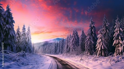 wonderful winter view in forest