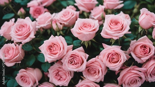 close up image of a floral bouquet of pink roses for valentine's day or international women's day on march 8