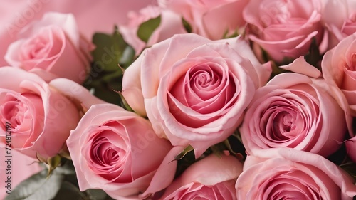 close up image of a floral bouquet of pink roses for valentine s day or international women s day on march 8