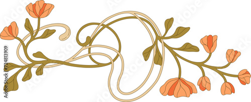Art Nouveau floral border. Decorative element. Vector.