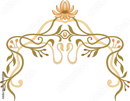 Art Nouveau floral border. Decorative element. Vector.