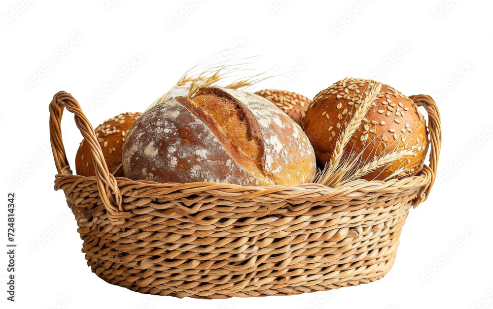Crafting Artisan Breads in the Proofing Basket On Transparent Background.