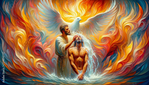 Baptism of Holy Fire: Jesus Baptized by John and the Holy Spirit photo