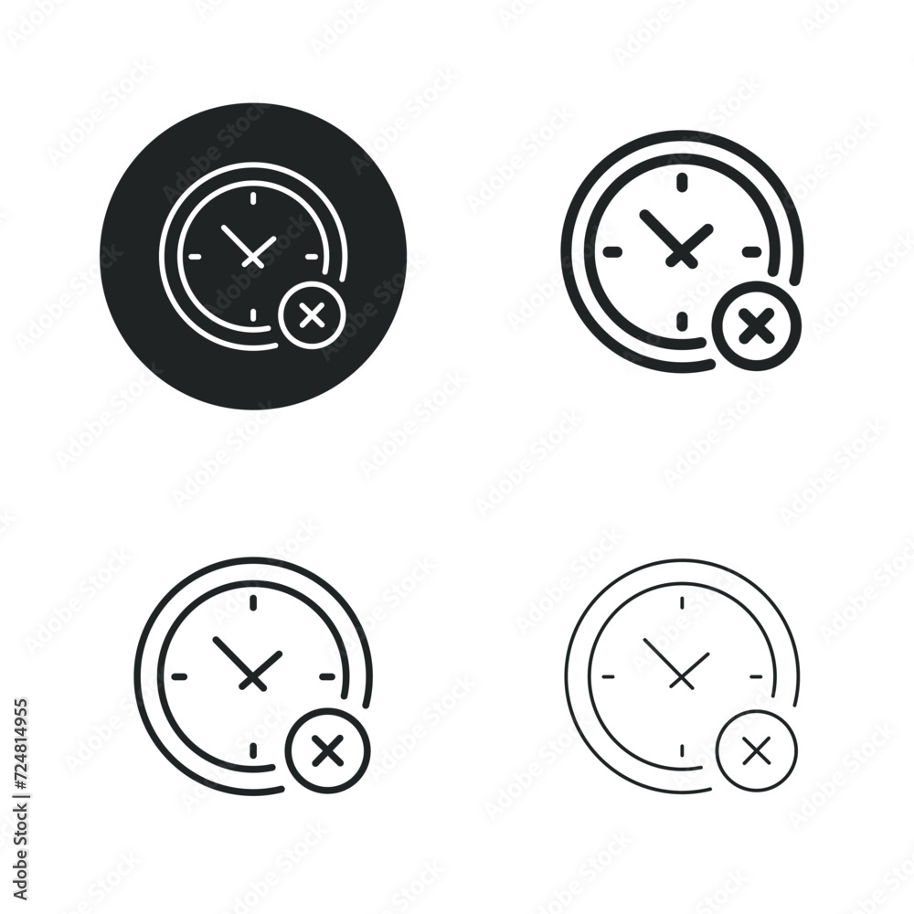 Clock icon. Simple solid round, bold, medium and thin line icon. Clock icon. Simple solid round, bold, medium and thin line icon.