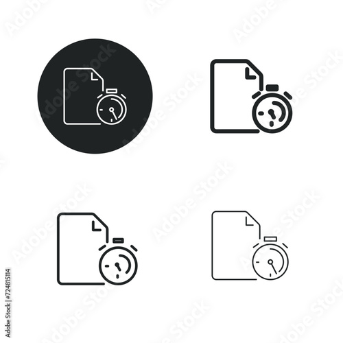 Document deadline icon. Simple solid round, bold, medium and thin line icon.