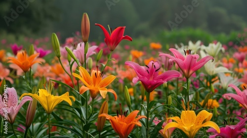 A field of lilies standing tall and proud