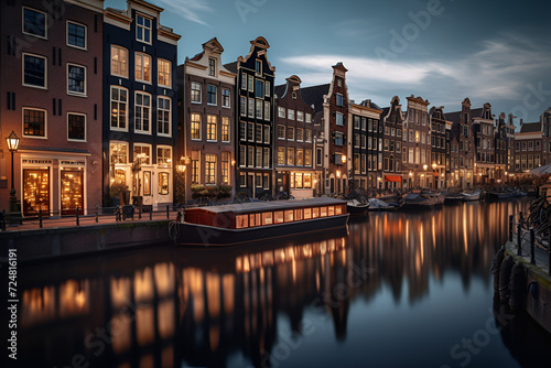 Amsterdam City Design Desktop Wallpaper, AI generative