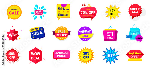 Discount offer sale banners. Best deal price stickers. vector