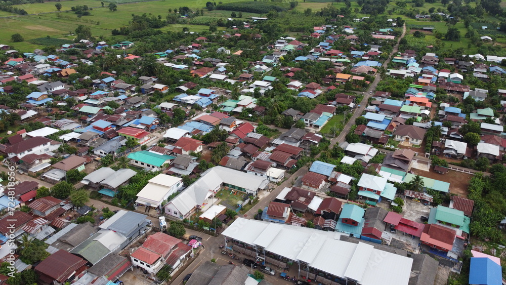 Top view of the provinces in Thailand. Taken from a drone. Bird's-eye view.