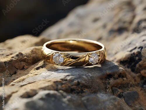 Golden Wedding Rings Symbolize Love and Commitment in a Shiny Celebration of Marriage,Generative Ai