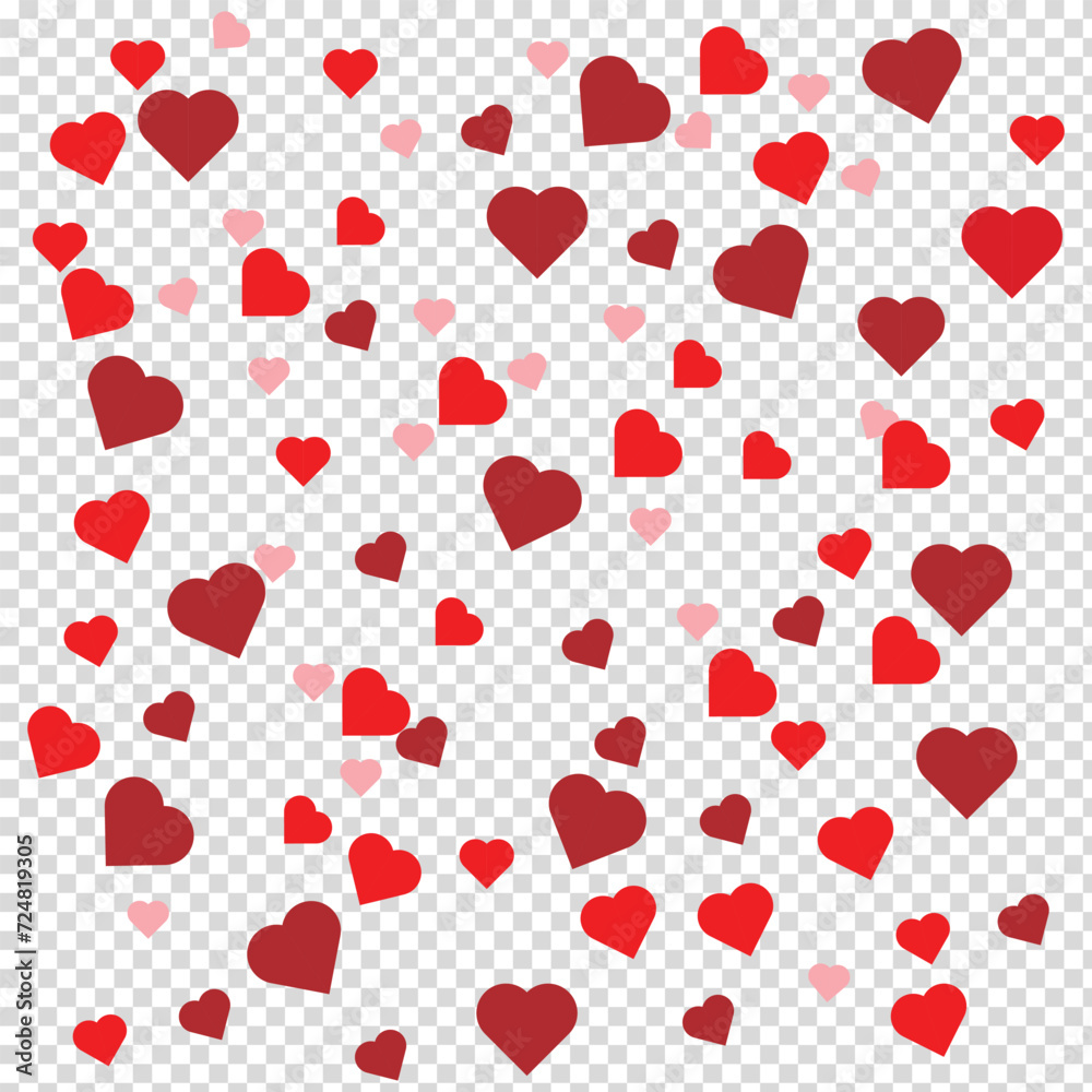Beautiful Confetti Hearts Falling on Background. Invitation Template Background Design, Greeting Card, Poster. Valentine Day. Banner for Valentines Day with a hearts pattern design Vector illustration