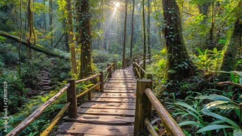 Beautiful rain forest at ang ka nature trail in doi Inthanon national park