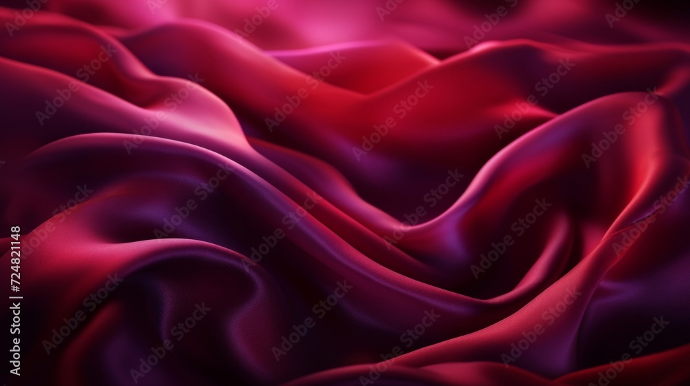 Fototapeta premium Soft waves of luxurious pink and purple satin fabric with a velvety texture.