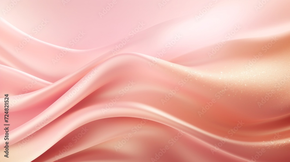 Flowing pink satin fabric with a glittery shimmer for a soft, luxurious background. Flowing pink satin fabric with a glittery shimmer for a soft, luxurious background.