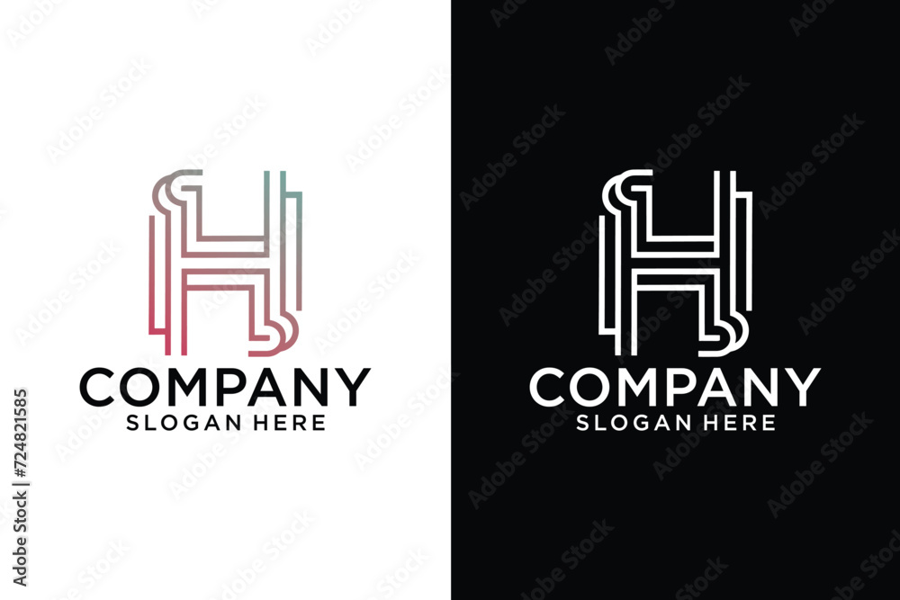 Letter H design in two color variations. Letter H logo icon design template element Elegant and stylish identity template in red and gold colors. Letter H design in two color variations. Letter H logo icon design template element Elegant and stylish identity template in red and gold colors.