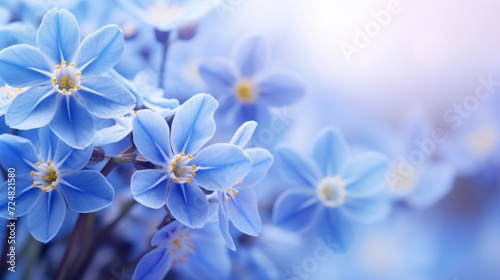 A cluster of striking blue hepatica flowers  with a soft-focus background enhancing their delicate beauty.