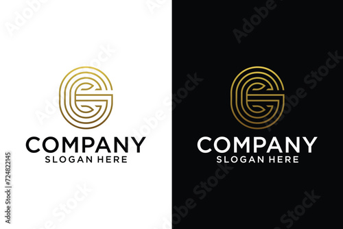 abstract design gold color G leaf Vector Graphic Branding Element Design Template.