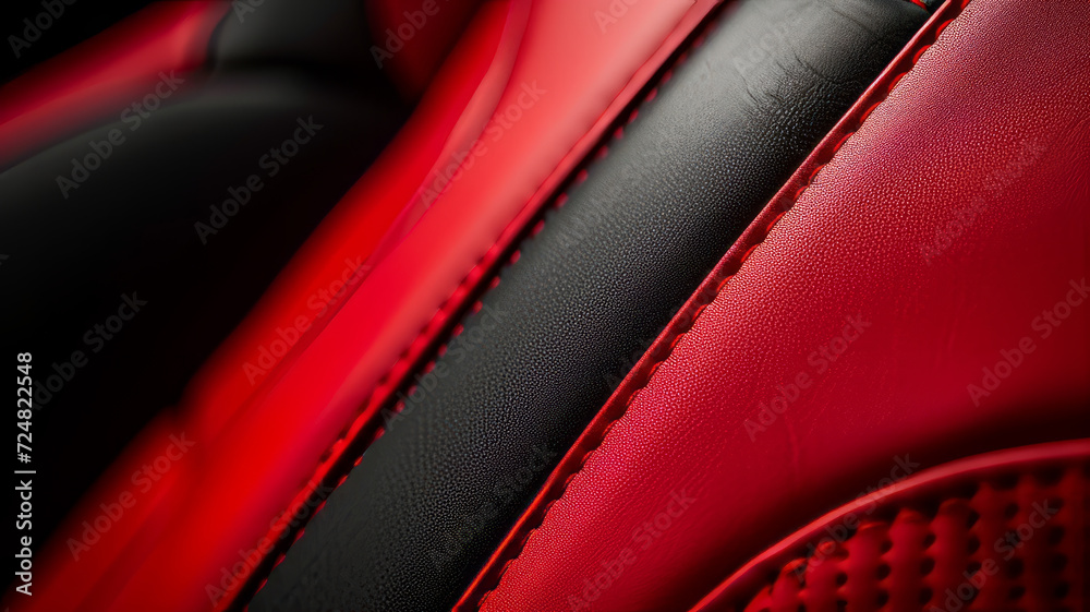 Close-up of leather car interior details.