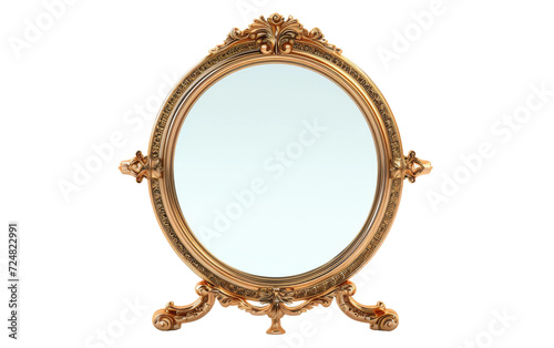 Glamour Unleashed with the Gold-Plated Mirror On Transparent Background.