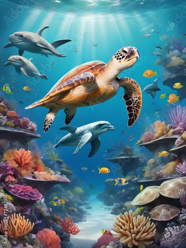Celebrating World Wildlife Day AI-Generated Illustration of Endangered Marine Wonders