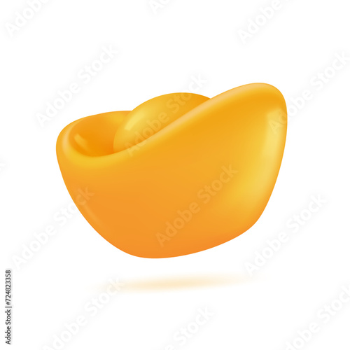 3D Golden Yuan. Chinese money representing wealth and wealth. Decorative elements for Chinese New Year. 3D vector Illustration.