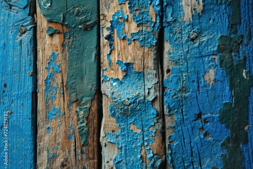 Cyan Blue Worn Wood Texture Background for Light Decor