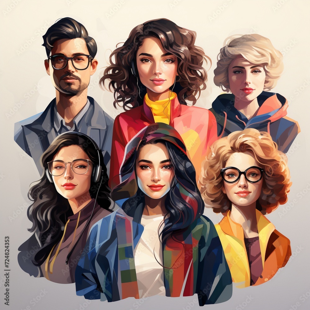 Stylized Portraits of Diverse People in Modern Fashion
Stylized Portraits of Diverse People in Modern Fashion