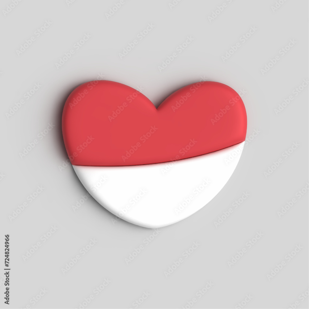 3d love with indonesian flag 3d love with indonesian flag