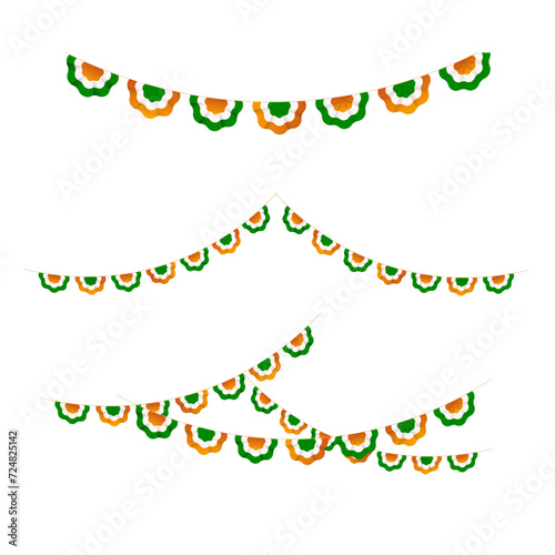 india independence day celebration decorated garland transparent background element or isolated
