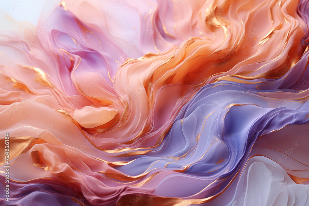 Obraz premium Wavy abstract beautiful background in pastel colors.. Elegant background for website screensavers, postcards and notebook covers. Beige, pink and peach color scheme.
