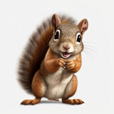 Funny squirrel  on white background