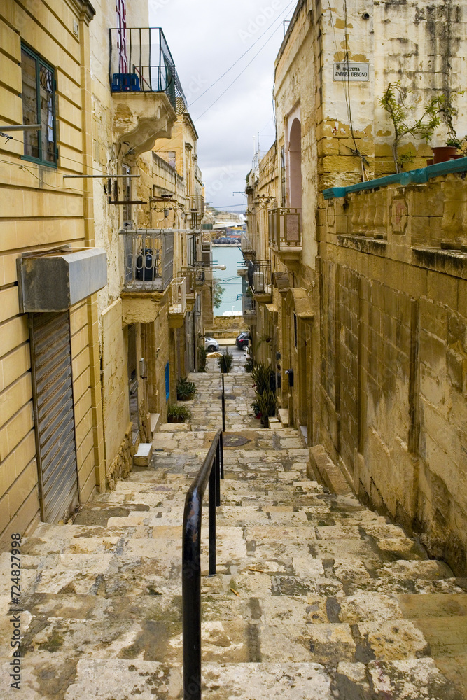 Architecture of downtown in Senglea, Malta
