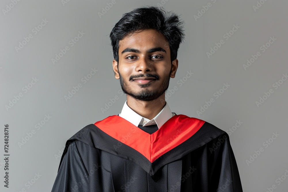 Indian male students wearing graduation gowns Indian male students wearing graduation gowns