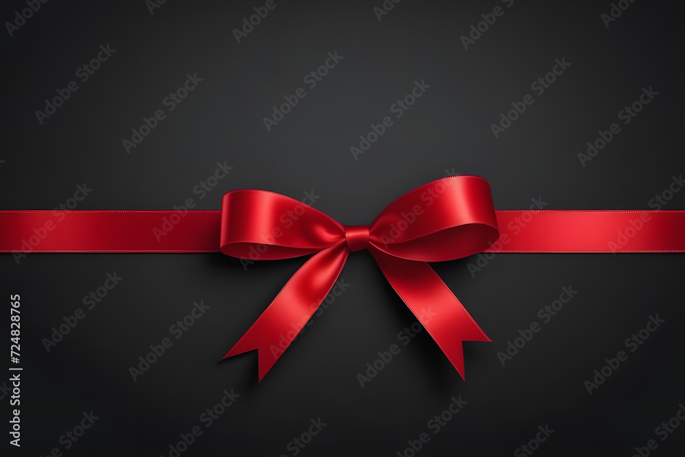 Red ribbon and bow isolated on black background. Perfect for gift decoration Red ribbon and bow isolated on black background. Perfect for gift decoration