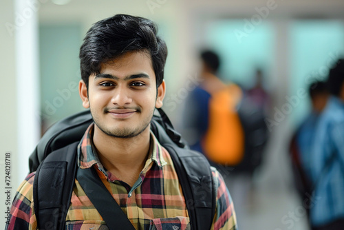 Indian male students at the school bokeh style background