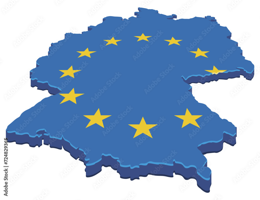 Obraz premium 3D map of Germany in the colors of the European flag