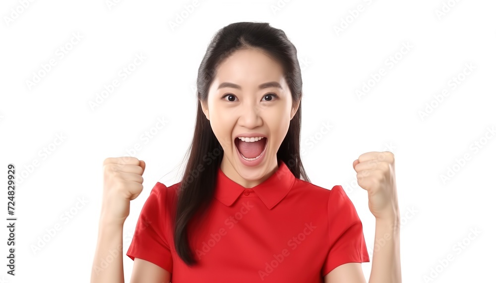 woman rejoicing looking happy and celebrating victory woman rejoicing looking happy and celebrating victory