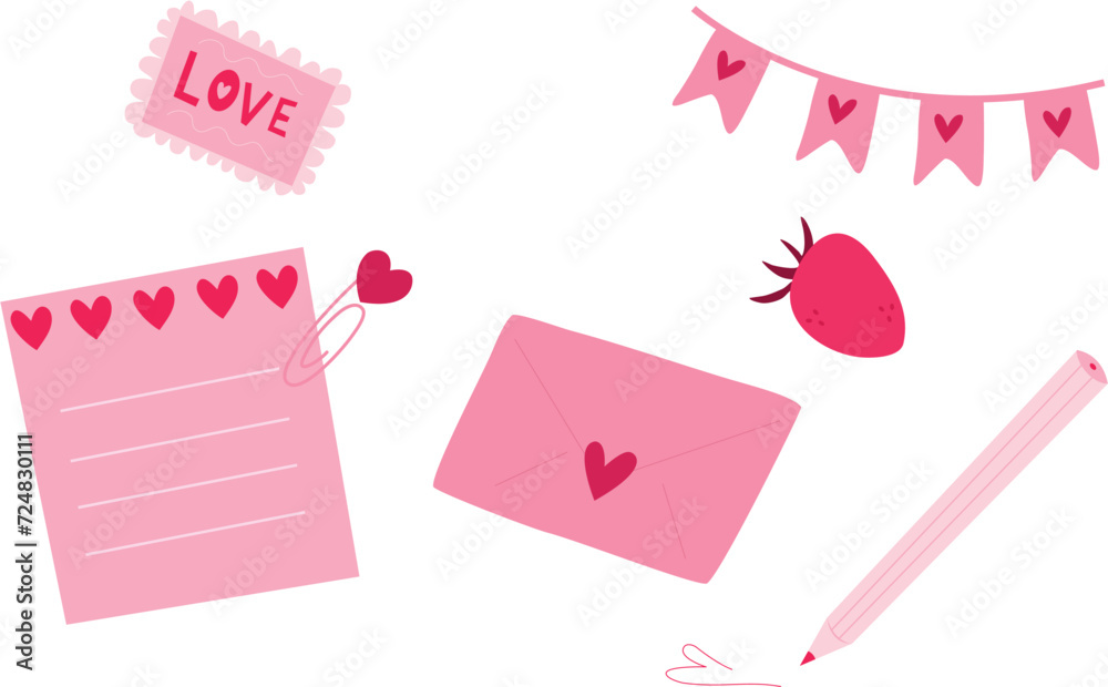 Valentine's day design set. Cute illustration collection