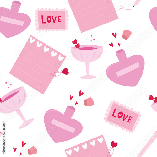 Valentine's day pattern png. Seamless design. February 14 wrapping paper